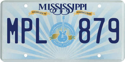 MS license plate MPL879