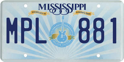 MS license plate MPL881