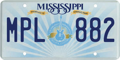 MS license plate MPL882