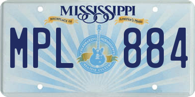 MS license plate MPL884
