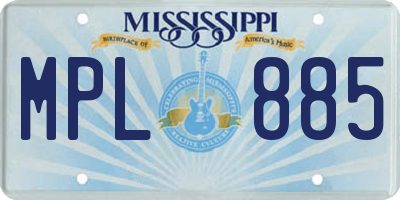 MS license plate MPL885