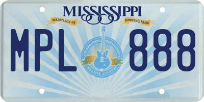 MS license plate MPL888