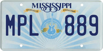MS license plate MPL889