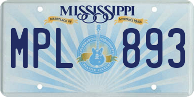 MS license plate MPL893