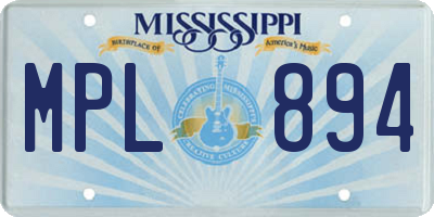 MS license plate MPL894