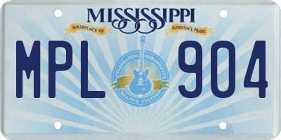 MS license plate MPL904