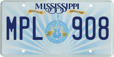 MS license plate MPL908