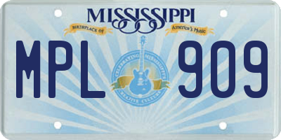 MS license plate MPL909