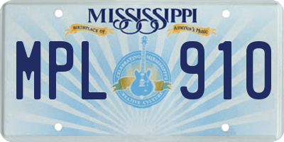MS license plate MPL910