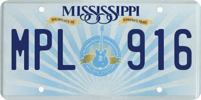 MS license plate MPL916