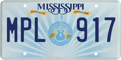 MS license plate MPL917