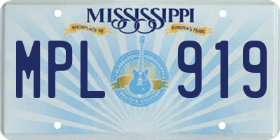 MS license plate MPL919