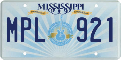 MS license plate MPL921