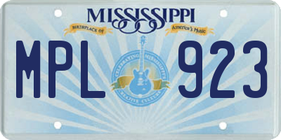 MS license plate MPL923