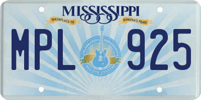 MS license plate MPL925