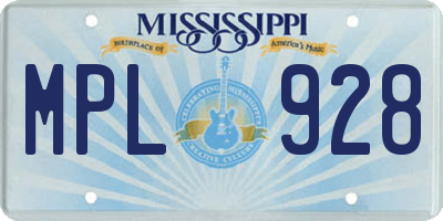 MS license plate MPL928