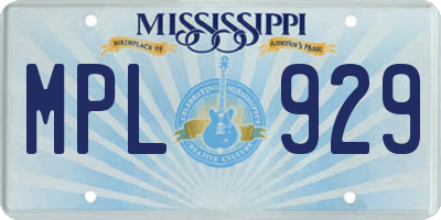 MS license plate MPL929
