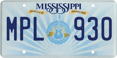 MS license plate MPL930