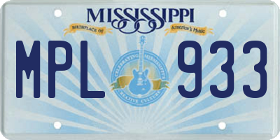 MS license plate MPL933