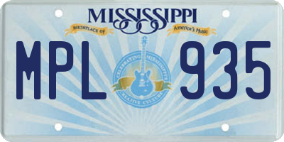 MS license plate MPL935