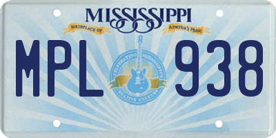MS license plate MPL938