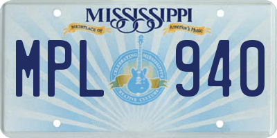 MS license plate MPL940