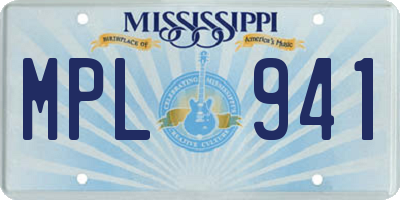 MS license plate MPL941