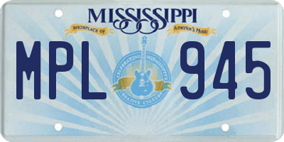 MS license plate MPL945