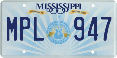 MS license plate MPL947