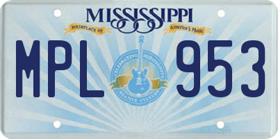 MS license plate MPL953