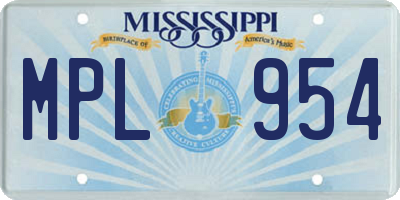 MS license plate MPL954