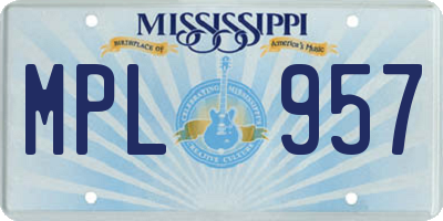 MS license plate MPL957