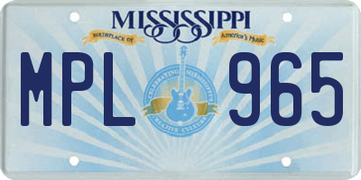 MS license plate MPL965