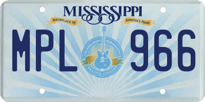 MS license plate MPL966