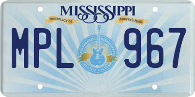 MS license plate MPL967