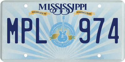 MS license plate MPL974