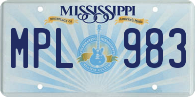 MS license plate MPL983