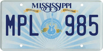 MS license plate MPL985