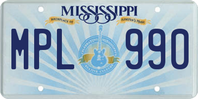 MS license plate MPL990