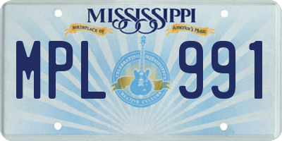 MS license plate MPL991