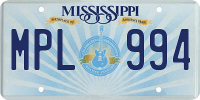 MS license plate MPL994