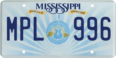 MS license plate MPL996