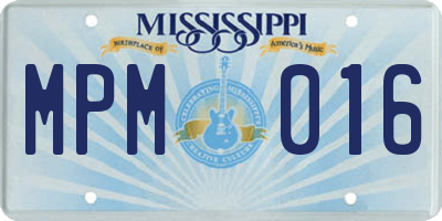 MS license plate MPM016