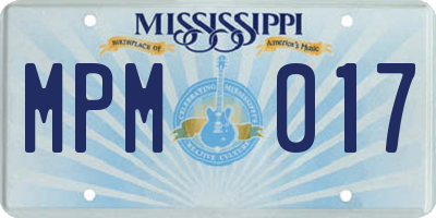MS license plate MPM017