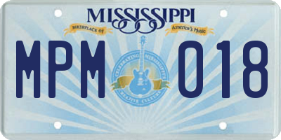 MS license plate MPM018