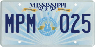 MS license plate MPM025