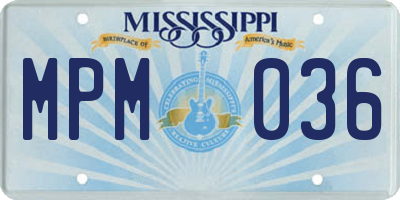 MS license plate MPM036