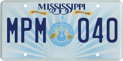 MS license plate MPM040