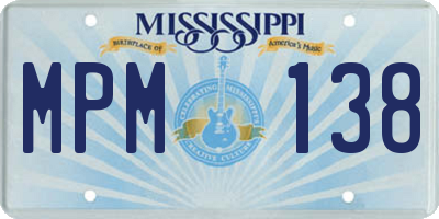 MS license plate MPM138