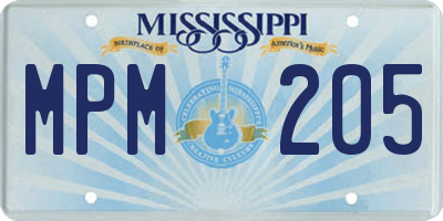 MS license plate MPM205